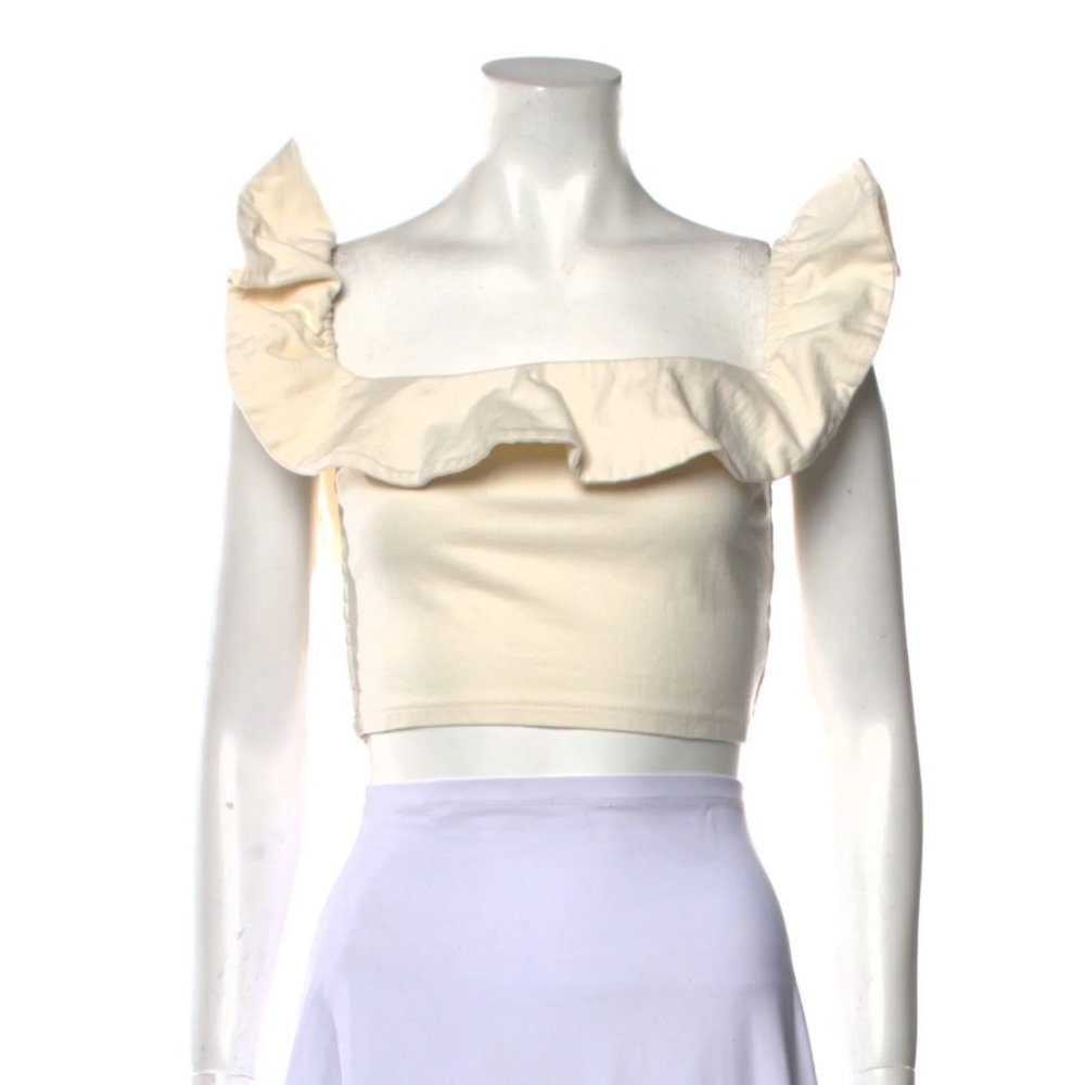 Apiece Apart Florian Off Shoulder Smock Top ivory cream